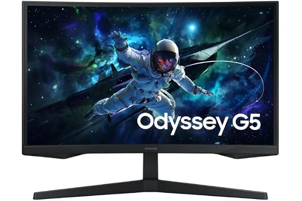Monitor Gamer Samsung Odyssey G5 27, Resolução QHD, Taxa de atualização de 165Hz & 1ms de tempo de resposta (MPRT), Curvatura