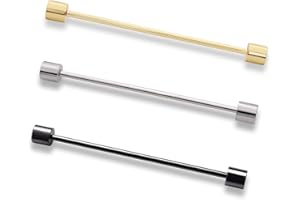 YYBONNIE 3PCS Men's Brass Collar Bar Tie Necktie Pins Clasp Shirt Collar Stay Bar Cravat Pin Stud Bar Clips Brooch Gold Silver Black