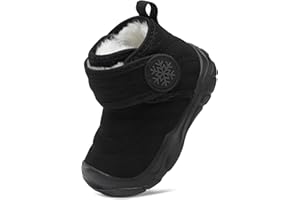 FEETCITY Baby Winter Warm Shoes Cozy Fleece Snow Boots Boys Girls Infant First Walking Shoes Water Resistance Booties