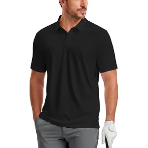 PULI Men's Golf Polo Stand Collar Breeze Moisture-Wicking Regular Fit Tops | 4-Way Stretch Dry Fit Cool Feel Soft Touch Short