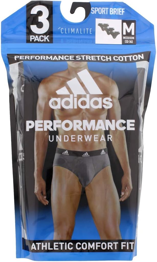 adidas Men's Stretch Cotton Brief Underwear (3-Pack): Clothing