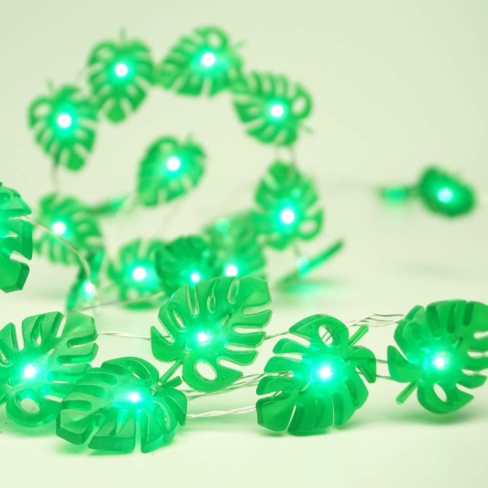 BOHON Monstera Leaf String Lights Battery Powered 10 ft 40