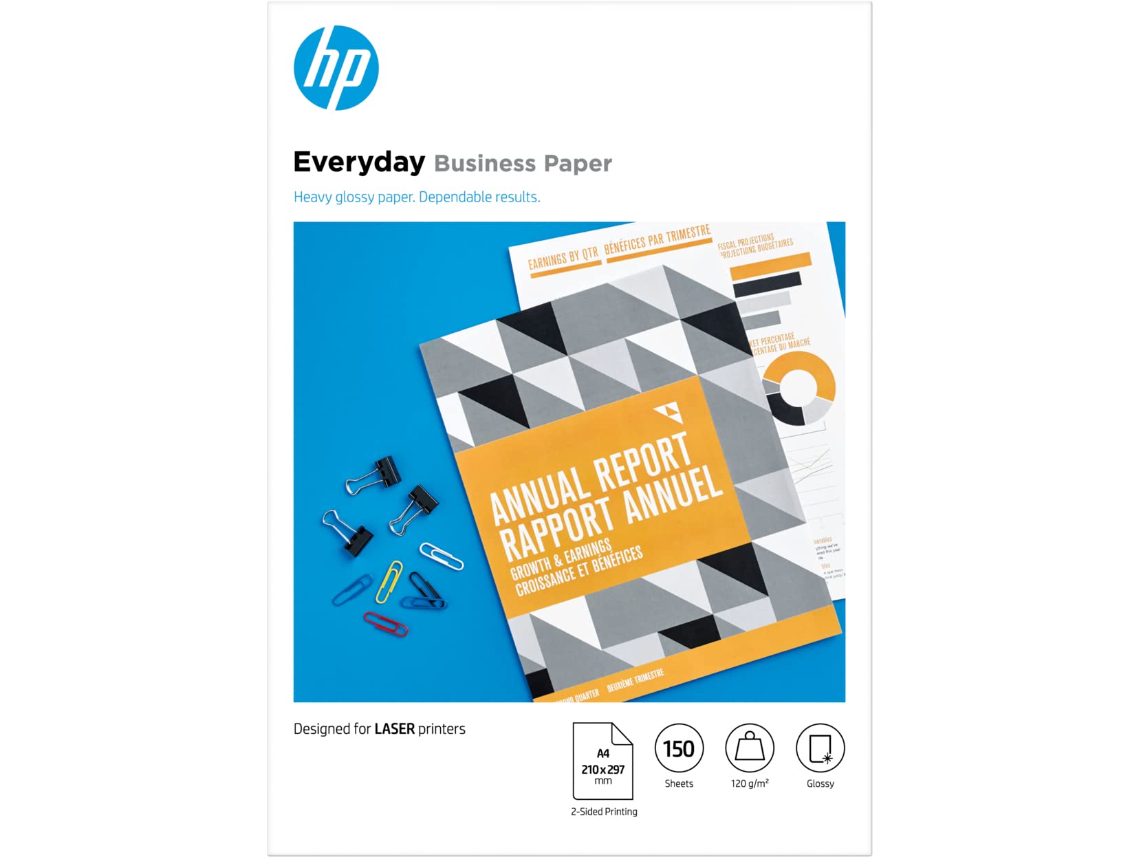 HP 7MV82A Laser Everyday Glossy Business Paper, A4, 120 gsm, 150 Sheets