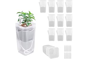 10pcs 2in/5cm Mini Self Watering Pots with Plant Labels and Wick, Clear Plastic Planters with Drainage Holes Water Level Indi