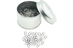 MEI YI TIAN 200 Fat Mini Paper Clip Black Nickel Cute Tiny Paperclips 3/5 Inch Stainless Steel in Silver Tinplate Paper Clips Holder for Office School Home Desk Organizers (Black Nickel Fat Mini Clips)