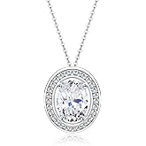 CASSADRA Sterling Silver Coin Pendant Necklace for Women Hypoallergenic Cubic Zirconia Adjustable Charm Elegant Round Necklace Jewelry Gifts