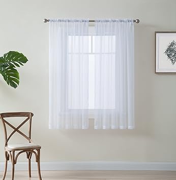 Amazon Com Hlc Me White Window Curtain Sheer Voile Panels For
