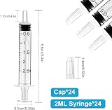 HXC 24Pcs 2ml Syringes with Cap Colostrum Without Needle 2ml Plastic view 2