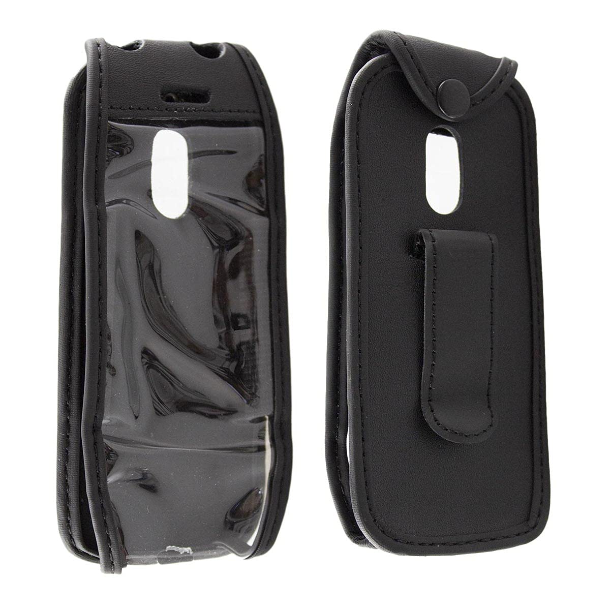 caseroxx Leather-Case with belt clip compatible with Nokia 225 4G (2020) made from genuine leather, Pouch with belt clip and viewing window in black