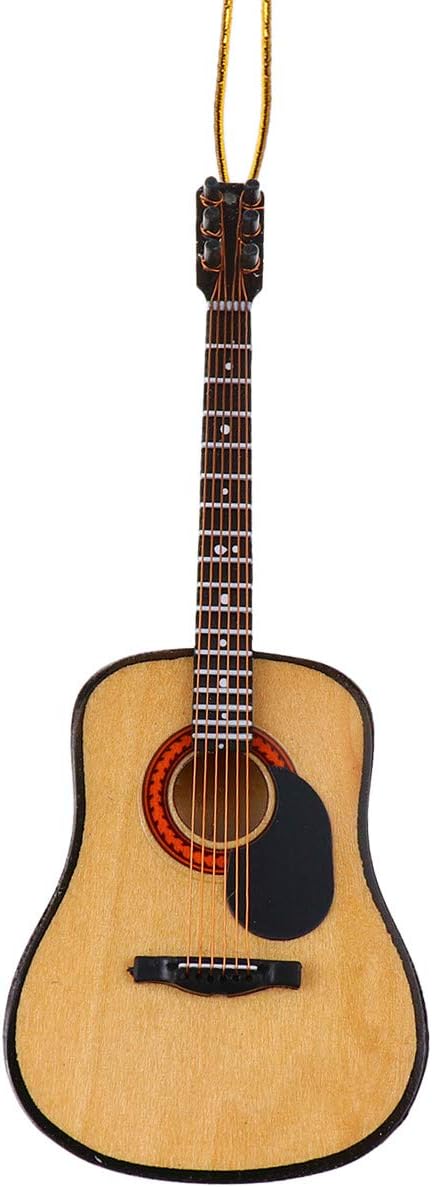 Ornaments - Dselvgvu String Miniature Guitar Hanging Ornament Mini Music Instrument Replica Holiday Tree Christmas Ornament (5.12