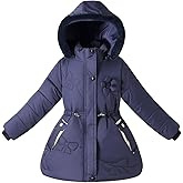 Tumaron Girls Fleece Winter Jacket Coat with Hooded for 4-10 Years Cute Sherpa Lined Clothes