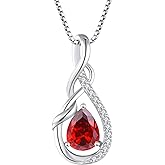 STARCHENIE Infinity Teardrop Pendant Necklace for Women 925 Sterling Silver Birthstone Jewelry