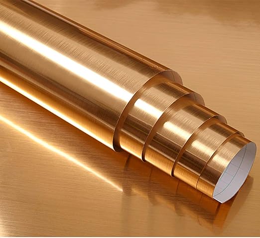 Amazon Walldecor1 ステンレススチール コンタクトペーパー 食器洗い機 家電 冷蔵庫 オーブン 冷蔵庫 金属カバー 自己粘着シェルフ引き出しライナー 食器洗い機カバー 11 8 X 59 ゴールド 食器棚シート オンライン通販