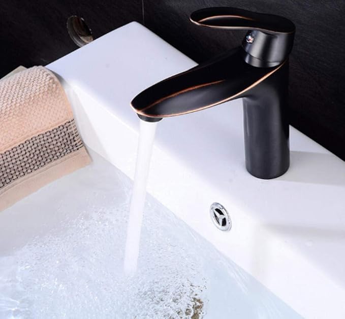 Grifo,Grifo de cocina, Lavabo de latón negro cepillado grifo del baño