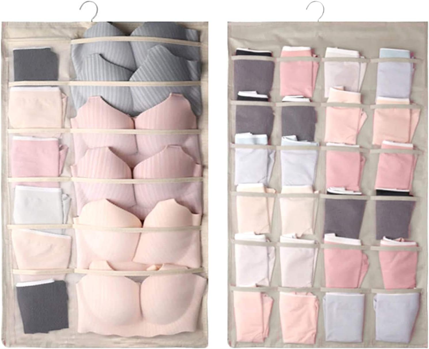MassMart 36 Pockets Bra Storage Organizer, Closet Hanging Storage, Dual