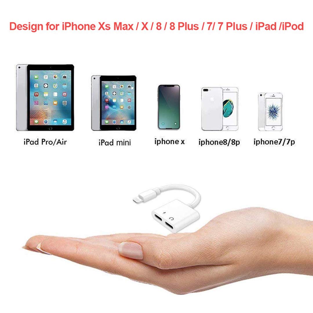 X/XS Max per tutti iOS 8Plus 7Plus 8 Adattatore jack per Caricatore per iPhone  7 Dongle Aux Audio a 3.5mm Cavi Splitter per cuffie per musica e ricarica  Compatibile per iPhone 7