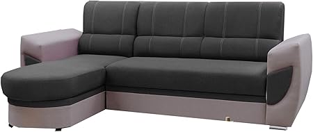 Meublo Canapé Dangle Convertibles Tissu Et Simili Cuir Timo Gris Foncé Gris Clair Tissu Canapé Dangle Gauche