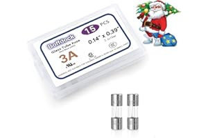 F3AL125V Christmas Light Fuse-Boffdock 0.14 x 0.39" 3A 110V 125V Mini Fuse UL Listed 15 PCS Fast Blow Xmax Fuse for String Lights,Bubble Light Strand(F3A)