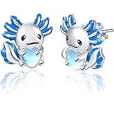 Dreamboat Cute Animal Stud Earrings Sterling Silver Hypoallergenic Sensitive Ears Moonstone Heart Earring Fashion Jewelry Gifts for Women Wife Daughter Grandkids Her