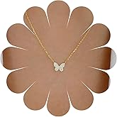 Erimberate Bohemian Crystal Butterfly Choker Necklace Gold Butterfly Pendant Necklace Cz Paved Butterfly Collar Necklace Tiny Rhinestone Butterfly Necklace Jewelry for Women Gifts