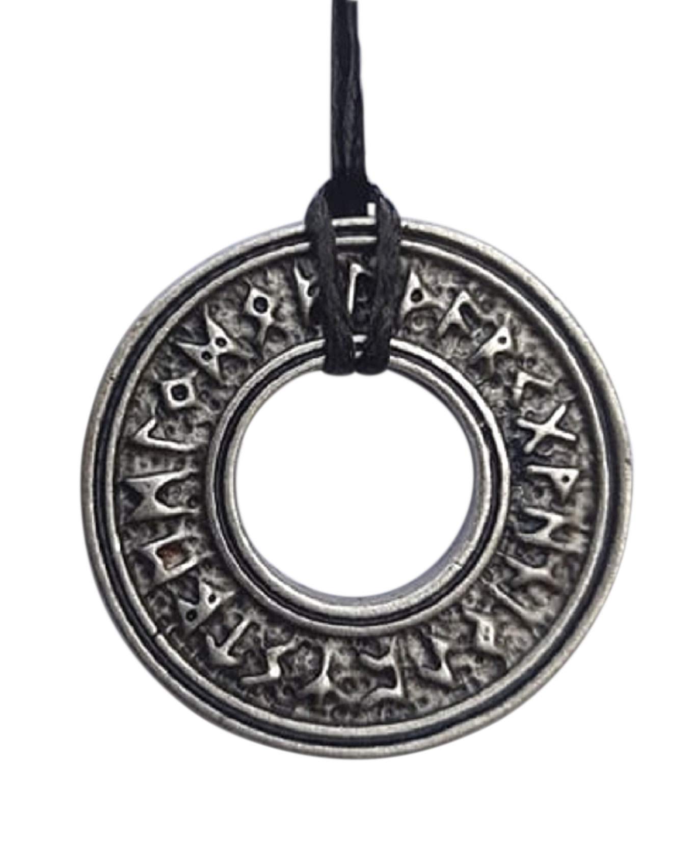 Eurofusioni Runic circle Pendant VIKINGS, Silver plated Nordic Celtic Viking Rune, Talisman of Protection and Valor. Gift idea for Fantasy and Cosplay lovers. Craft Jewel. Diameter 1 In