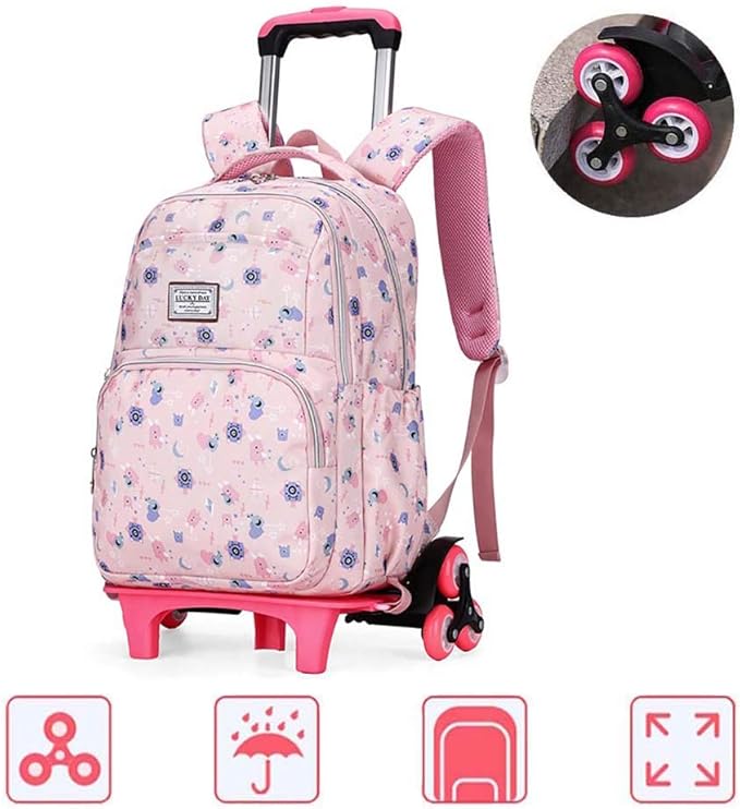 Girls Boys Trolley Backpack High Capacity Wheeled School Bags