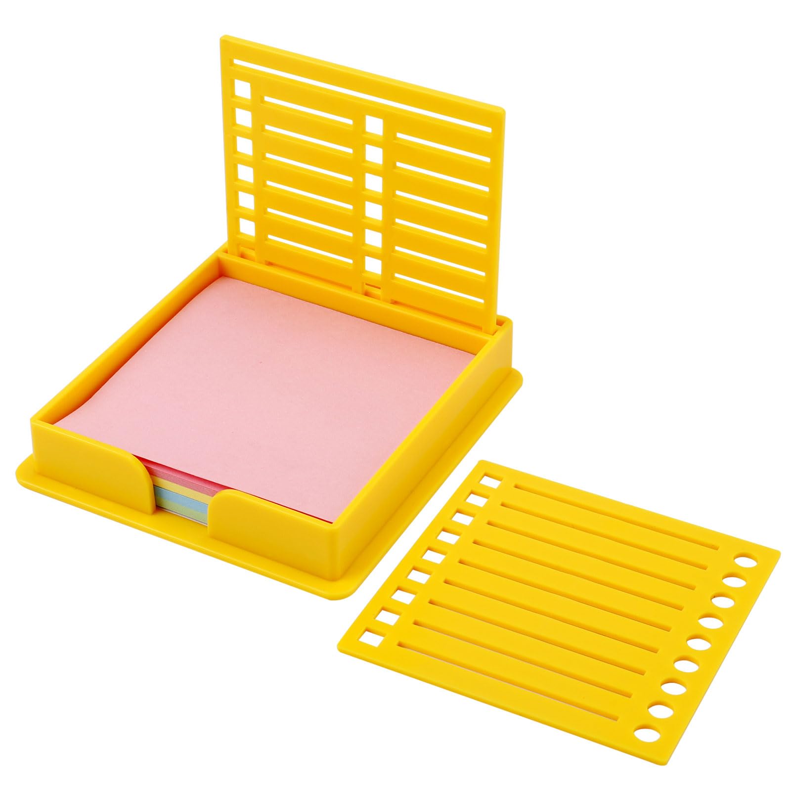 Sticky Note Stencil with Sticky Note, for 3x3 Inch Self-Sticky Notepad Sticky Note Holder with Template Sticky Note Organizer Dispenser for Desk Office Home School Supplies