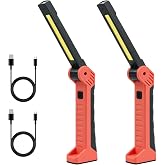 2-Pack Rechargeable LED Work Light, 700LM Magnetic Flashlight for Mechanic | 2500mAh 7H Runtime, 225&deg; Swivel Hook Trouble Light for Car Repair &amp; Camping,Stocking Stuff Tool Gifts for Men Dad