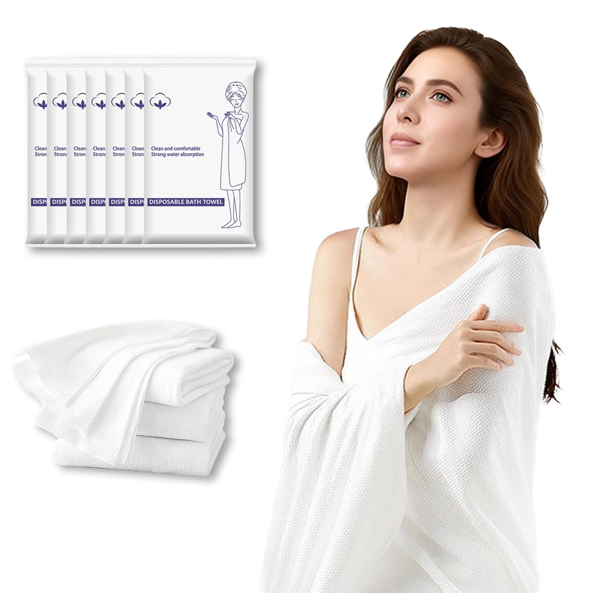 Photo 1 of 10 Pack Disposable Travel Bath Towels Sheets Extra Large 55"x27.5",Soft Disposable Washcloths Body Towels for Bathroom Travel,Quick Dry Camping Shower Towel Hair Sauna Beach Swimming Gym Pet Towels