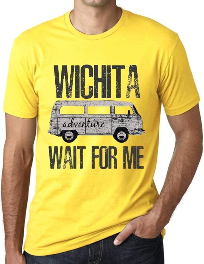 Herren Tee Männer Vintage T Shirt Wichita Wait for Me Gelb: Amazon.de