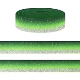 10 Yards Sparkling Gradient Green Ribbon for Crafting Sewing, 5/8 Inch Wedding Birthday Ribbons for Gift Wrapping, Shiny Carnival Ribbons for Hair Bow Accessories