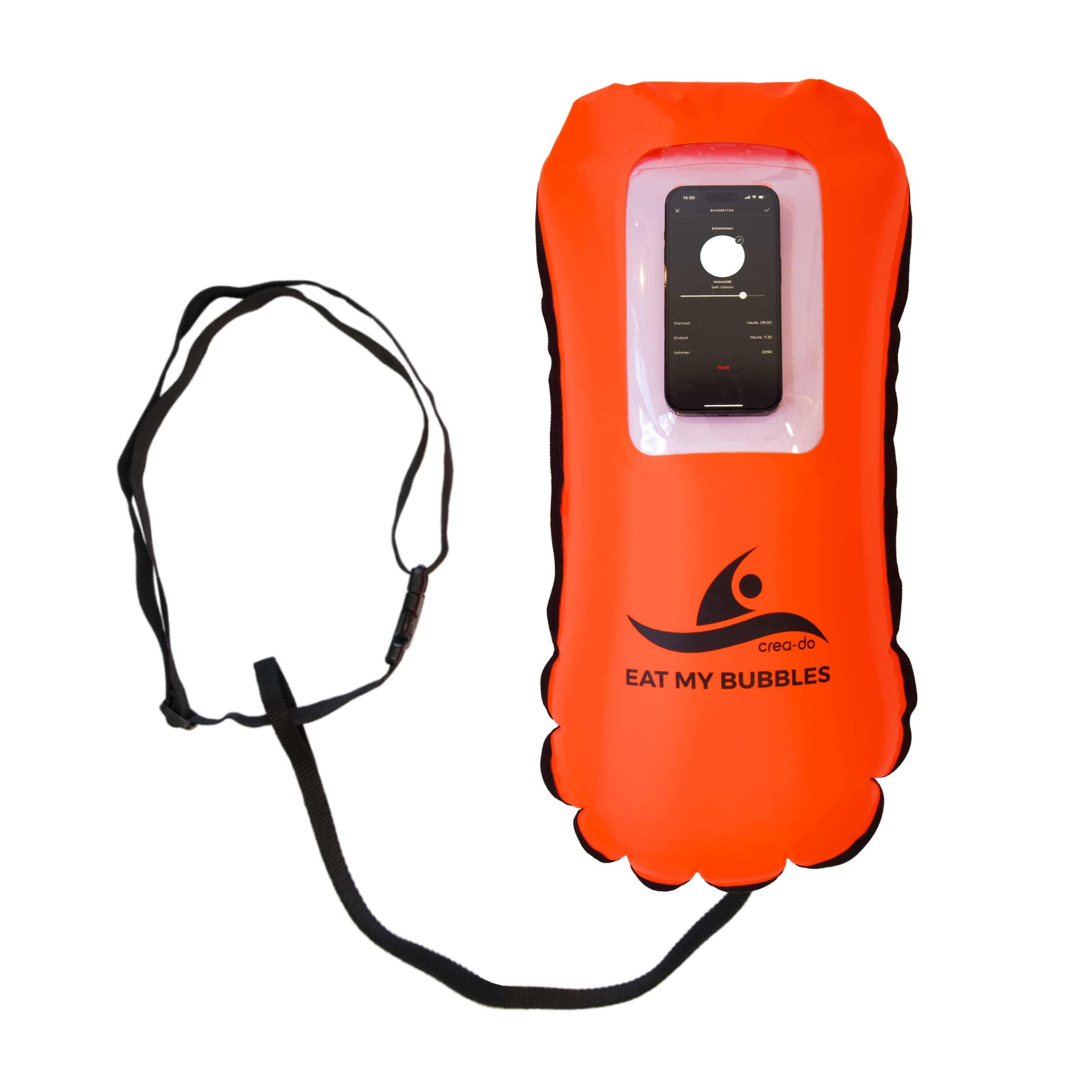 crea-do Swimming Buoy with Dry Bag + Mobile Phone Window + Emergency Whistle - Pull Buoys for Swimming Mobile Phone Bag Waterproof Inflatable Swimming Bag Dry Bag Swimming Aid Adult Life Buoy