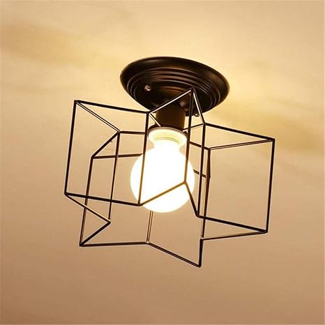 Iron Art Pentagram Birdcage Ceiling Light Nordic Postmodern Simple