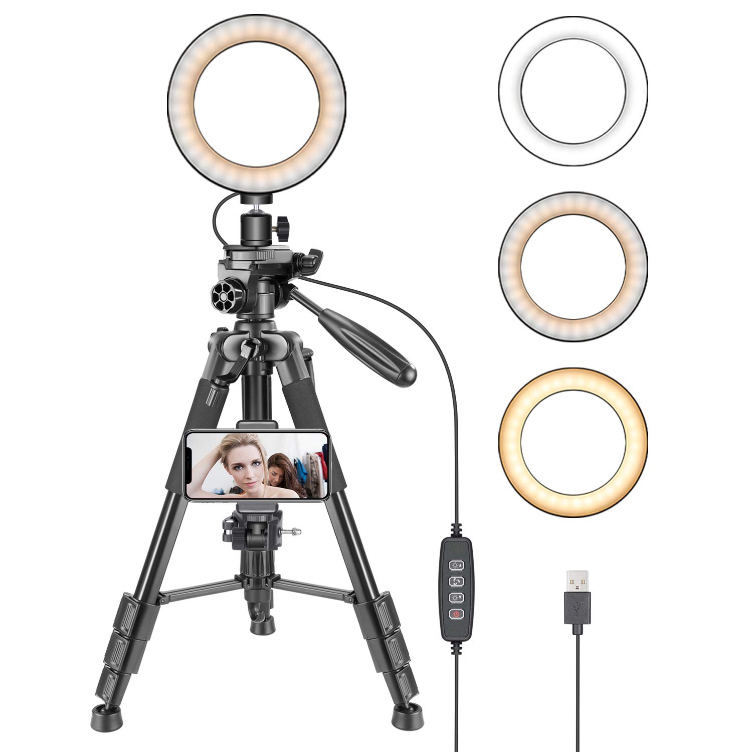 11 Brightness Level Neewer 6inch LED Ring Light with Tripod Stand and