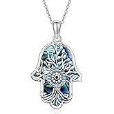 KoyeKei Hamsa Necklace 925 Sterling Silver Evil Eye/Lotus Flower/Star of David/Chai/Yin Yang Hamsa Hand Pendant Jewelry Hand of Fatima Gifts for Women