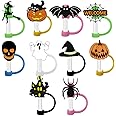 10 Pack Halloween Style Cute Silicone Straws Tips Covers Straw Toppers For Tumblers Suitable for 10mm Drinking Straws