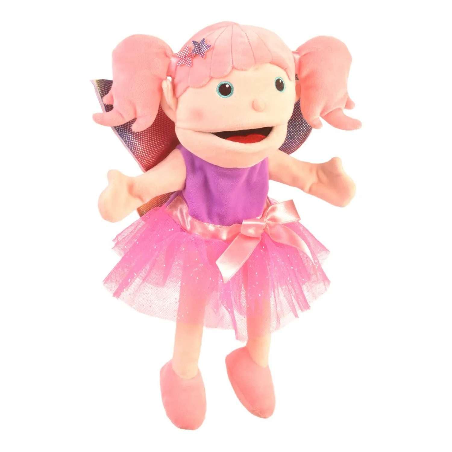 Fiesta Crafts Hand Puppets - Fairy Hand Puppet with Moving Mouth & Arms for Pretend Play, Creativity & Communication Skills - Soft, Colourful, & Interactive Magical Doll for Girls Aged 3 to 8