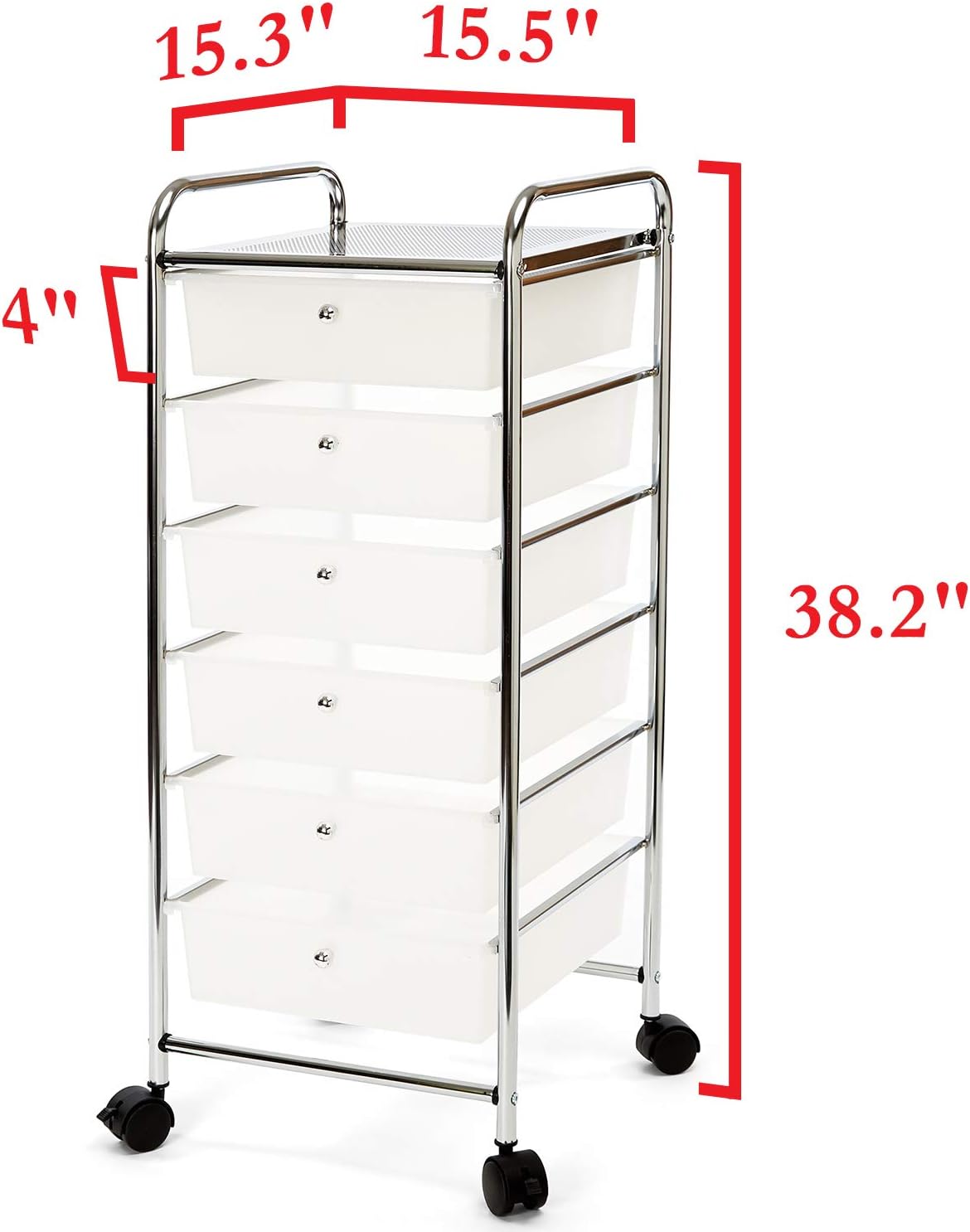 Seville Classics Large 6-Drawer Multipurpose Mobile Rolling Utility Storage Bin Organizer Cart, White: Home & Kitchen