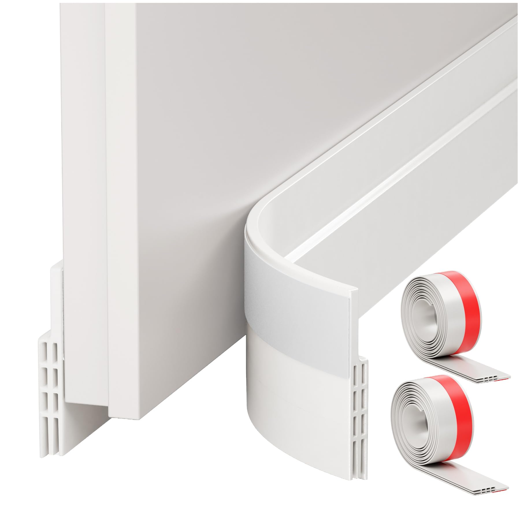 2 Pack Draft Excluder for Doors, Self Adhesive Door Draft Excluder Soundproof Weather Proof Draught Excluder for Doors 2" W x 39" L White