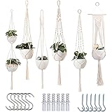feedee Macrame Plant Hangers Indoor Macrame Hanging Planters for Indoor Plants - 6 Pack Hanging Plant Holders Indoor Hanging,