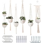 feedee Macrame Plant Hangers Indoor Macrame Hanging Planters for Indoor Plants, 6 Pack Hanging Plant Holders Indoor Hanging, Macromay Plant Hangers for Indoor Plant Hanger, Outdoor Flower Pots Holder