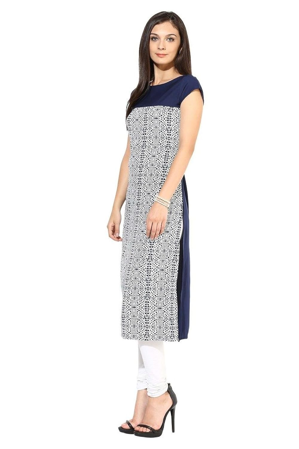 ziyaa women's straight faux crepe kurta