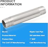 ERGAOBOY 2 Pcs 1in BSP Nipple Cast Pipe 304 Stainless Steel Fittings view 3