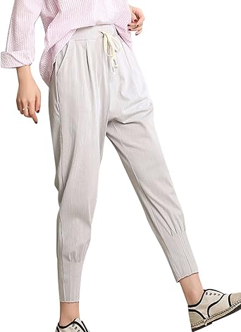 Shifan Grande Taille Pantalon Carotte Femme Ample Stretch Sarouel Pantacourt Pantalon Casual Gris M Amazon Fr Vetements Et Accessoires