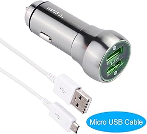 TPF Car Charger Dual USB Quick Charge 3.0 48W All Metal Utra-Fast 2 USB Universal Charging Adapter [2xQC 3.0 Port] for Samsung Galaxy S7/S8 Iphone6/7 and More