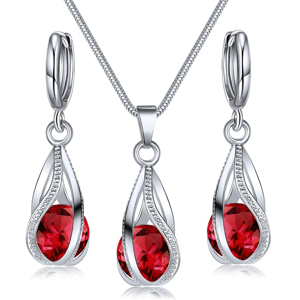 IFKM Silver Jewelry Sets for Women Rhinestone Crystal CZ Bridal Bridesmaid Accessories Necklace Earrings set for Wedding Prom Anniversary Birthday Gifts