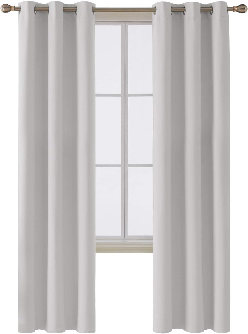 Deconovo Room Darkening Thermal Insulated Blackout Grommet Window Curtain Panel for Nursery Room, Greyish White, 42x95 Inch, 1 Panel