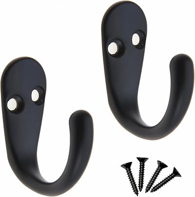 Select Hardware HK0220B 2 Pack White Single Robe Hooks with Screws