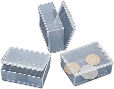 Caja de plástico transparente pequeña para guardar joyas, componentes