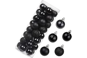 OAIRSE 1.57" Christmas Ball Ornaments Shatterproof Black Christmas Ornaments Set 40 Pcs Black Ornaments for Christmas Tree Halloween Holiday Wedding Party Decoration